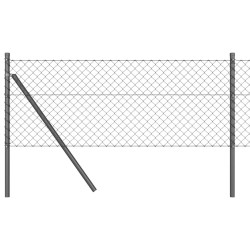 Jeu de Poteaux de Clôture Gris 0.8 x 10 m Acier galvanisé 