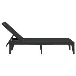 Chaise longue anthracite 186x60x29 cm PP 