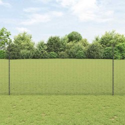 Clôture en Fil Soudé avec 10 Piquets U Grise 1,6x10 m Acier 