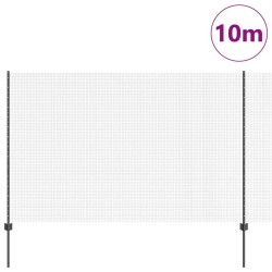 Clôture en Fil Soudé avec 10 Piquets U Grise 1,6x10 m Acier 