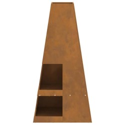 brasero avec espace de rangement pour bûches, 50 x 50 x 100 cm - acier corten 