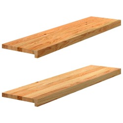 Marches d'escalier 2 pcs marron clair 100x25x2 cm chêne massif 