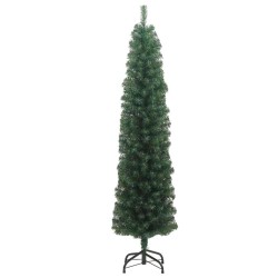 Arbre de Noël slim 300 LEDs & Ensemble de boules Vert 210 cm 