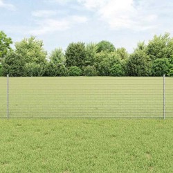 Clôture en fil soudé avec 11 poteaux en U Argent 0.6x25 m Acier 