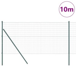 Clôture Euro avec 7 poteaux, 1 x 10 m en acier galva vert 