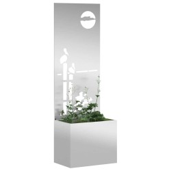 Jardinier avec Panneau Décoratif Argenté 50 x 140 cm 
