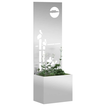 Jardinier avec Panneau Décoratif Argenté 50 x 140 cm 