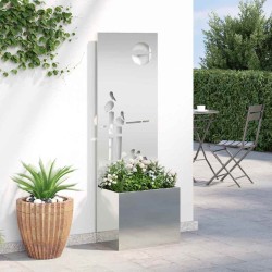 Jardinier avec Panneau Décoratif Argenté 50 x 140 cm 