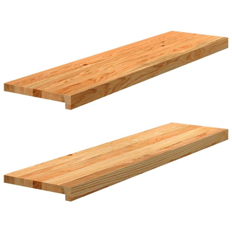 Appuis de fenêtre 2 pcs marron clair bois de chêne massif 