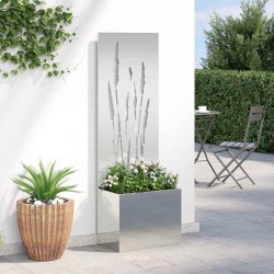 Jardinier avec Panneau Décoratif Argenté 50 x 140 cm 