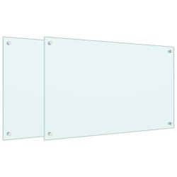 Dosserets de cuisine 2 pcs blanc 80x50 cm verre trempé 