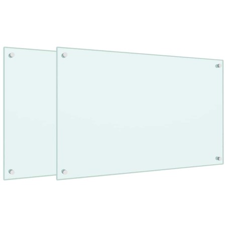 Dosserets de cuisine 2 pcs blanc 80x50 cm verre trempé 