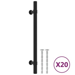 Poignées d'armoire 20 pcs noir 160 mm acier inoxydable 