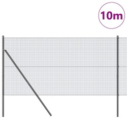 Clôture en Fil Soudé avec 7 Poteaux Gris 1,2x10 m Acier 