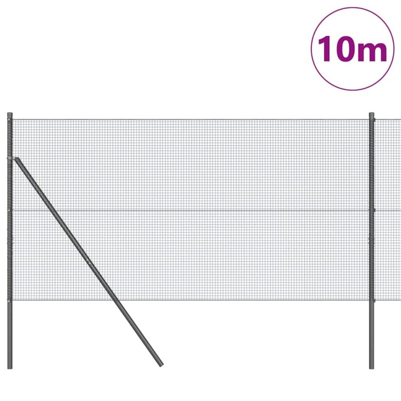Clôture en Fil Soudé avec 7 Poteaux Gris 1,2x10 m Acier 
