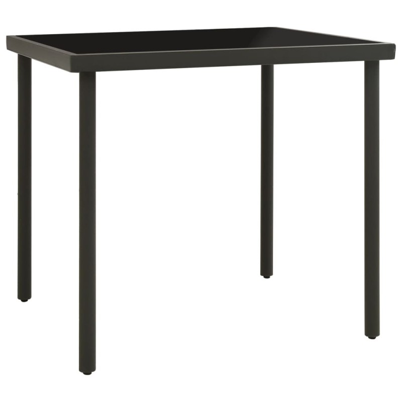 Table à dîner d'extérieur Anthracite 80x80x72 cm Verre et acier 