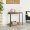 Table Extérieure Naturelle & Noire 35 x 80 x 75 cm en Bois Massif et Acier 