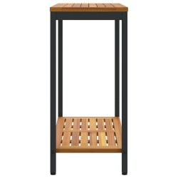 Table Extérieure Naturelle & Noire 35 x 80 x 75 cm en Bois Massif et Acier 