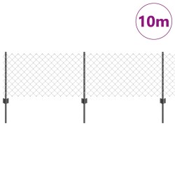 Clôture en Chaîne avec 10 Poteaux en U Gris 0,6x10 m Acier 