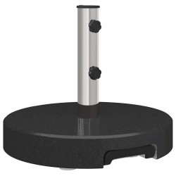 Base de parasol sur roues , avec poignée, en granit noir de 29 kg, ronde. 