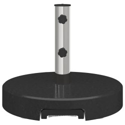 Base de parasol sur roues , avec poignée, en granit noir de 29 kg, ronde. 