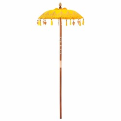Parasol balinais Autre Jaune x 260 cm Coton et bois massif 