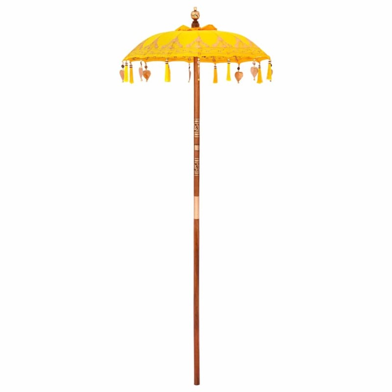Parasol balinais Autre Jaune x 260 cm Coton et bois massif 