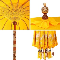 Parasol balinais Autre Jaune x 260 cm Coton et bois massif 
