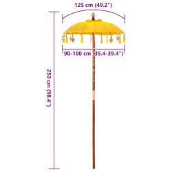 Parasol balinais Autre Jaune x 260 cm Coton et bois massif 