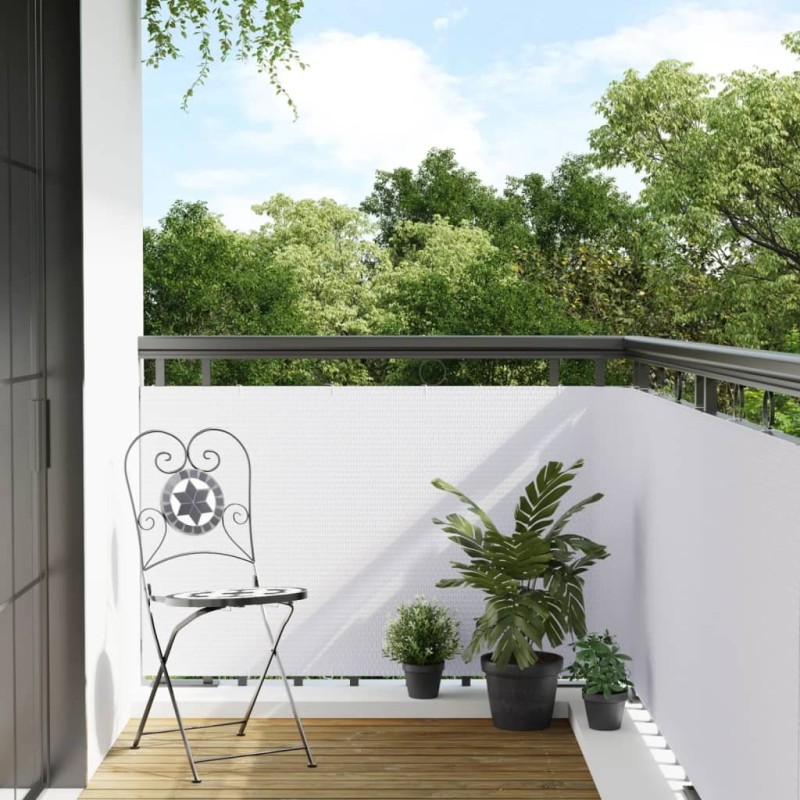 Paravent de balcon blanc 1000x80 cm résine tressée 