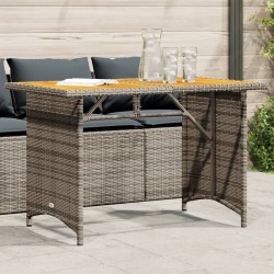 Table de jardin avec dessus en bois gris 110x68x70 cm rotin 