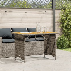 Table de jardin avec dessus en bois gris 110x68x70 cm rotin 