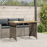 Table de jardin avec dessus en bois gris 110x68x70 cm rotin 
