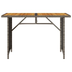 Table de jardin avec dessus en bois gris 110x68x70 cm rotin 