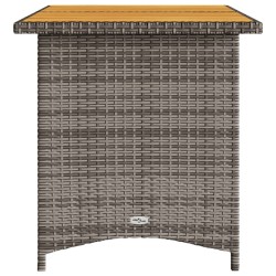 Table de jardin avec dessus en bois gris 110x68x70 cm rotin 