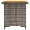 Table de jardin avec dessus en bois gris 110x68x70 cm rotin 