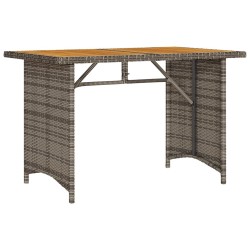 Table de jardin avec dessus en bois gris 110x68x70 cm rotin 