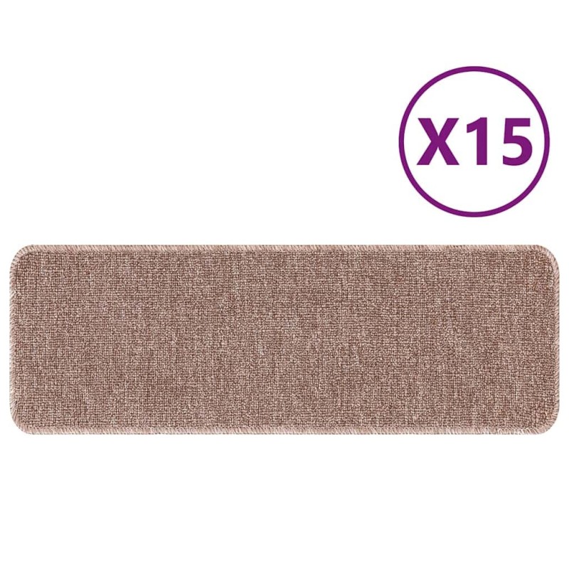 Tapis d'escalier avec support en latex Marron clair 25x60 cm 