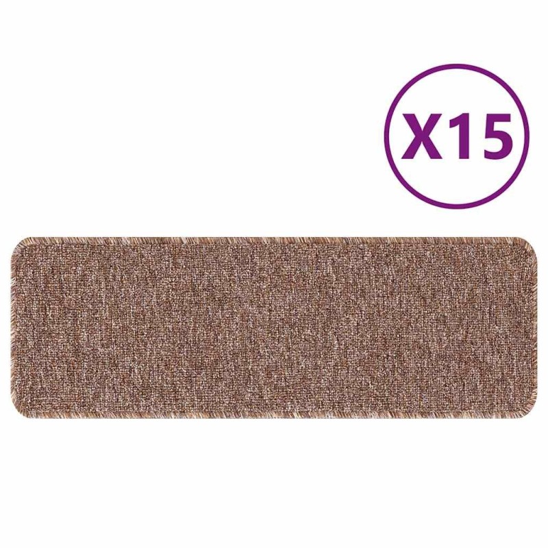 Tapis d'escalier avec backing en latex Marron 25x60 cm 
