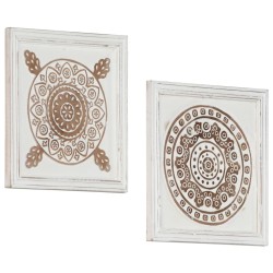 Panneaux muraux sculptés à la main 2 pcs MDF 40x40x1,5 cm 
