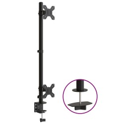 Support de moniteur double noir acier VESA 75/100 mm 