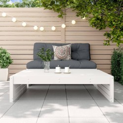 Repose-pied de jardin 120x80 cm blanc bois de pin massif 