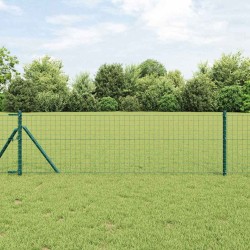 Clôture Euro avec 7 poteaux 0,8 x 10 m en acier galvanisé vert 