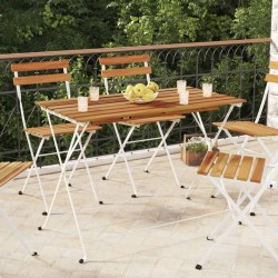 Table de bistro pliante 100x54x71cm Bois acacia solide et acier 