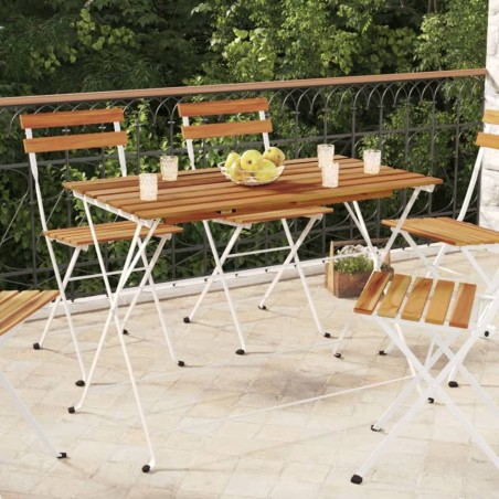 Table de bistro pliante 100x54x71cm Bois acacia solide et acier 
