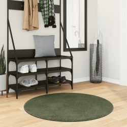 Tapis HUARTE à poils courts doux et lavable vert forêt Ø 100 cm 