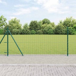 Clôture Euro avec 7 poteaux à flasque 1x10 m en acier galvanisé 