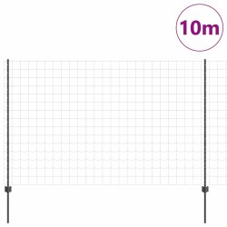 Clôture Euro avec 10 poteaux en U Gris 1.6x10 m Acier 