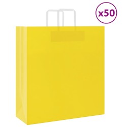 Sacs en papier 50 pcs avec poignées jaune 45x17x48 cm 