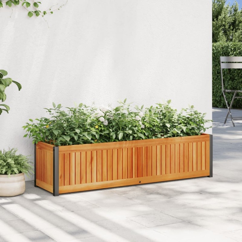 Jardinière 110x30x27,5 cm bois massif d'acacia et acier 